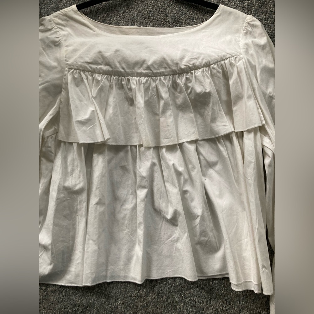 Banana Republic White Ruffle Blouse